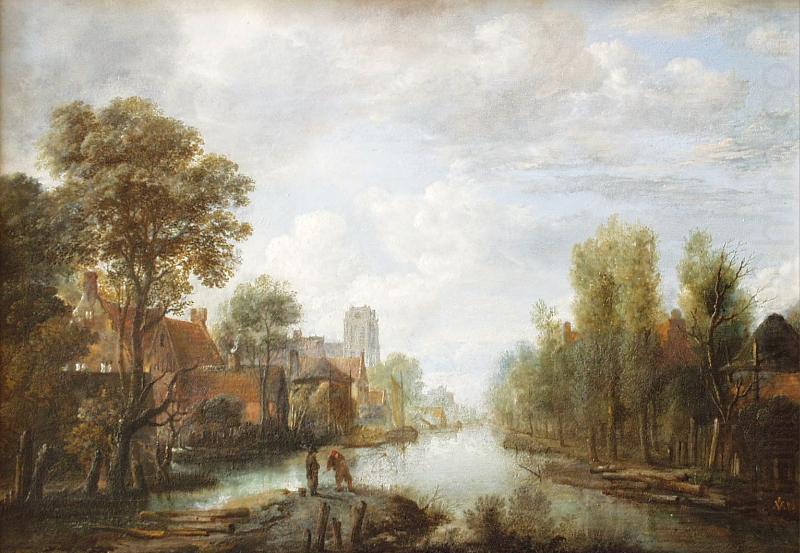 Landscape with waterway, Aert van der Neer